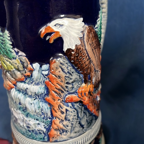 Vintage Beautiful Thewalt Beer Stein made in Germany with Bald Eagles theme. - Picture 7 of 12